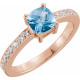 Accented Family Ring Mounting in 18 Karat Rose Gold for Cushion Stone