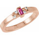 Accented Family Ring Mounting in 10 Karat Rose Gold for Straight baguette Stone