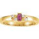 Accented Family Ring Mounting in 18 Karat Yellow Gold for Straight baguette Stone