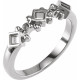 Accented Family Ring Mounting in 18 Karat White Gold for Square Stone