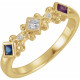 Accented Family Ring Mounting in 18 Karat Yellow Gold for Square Stone