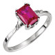 Solitaire Ring Mounting in Sterling Silver for Emerald cut Stone