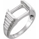 Emerald Bezel Set Ring Mounting in 18 Karat White Gold for Emerald cut Stone