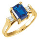 Baguette Accented Ring Mounting in 10 Karat Rose Gold for Emerald cut Stone