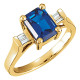 Baguette Accented Ring Mounting in 14 Karat Rose Gold for Emerald cut Stone