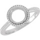 Beaded Cabochon Ring Mounting in 10 Karat White Gold for Round Stone
