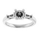 Three Stone Engagement Ring Mounting in Sterling Silver for Round Stone