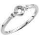 Family Stackable Ring Mounting in 10 Karat White Gold for Round Stone