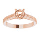 Accented Engagement Ring Mounting in 10 Karat Rose Gold for Round Stone