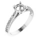 Accented Engagement Ring Mounting in 10 Karat White Gold for Round Stone