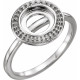 Halo Style Cabochon Ring Mounting in Sterling Silver for Round Stone