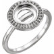 Halo Style Cabochon Ring Mounting in 10 Karat White Gold for Round Stone