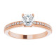 Accented Engagement Ring or Band Mounting in 18 Karat Rose Gold for Round Stone