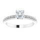 Accented Engagement Ring or Band Mounting in 18 Karat White Gold for Round Stone