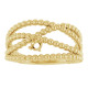 Family Beaded Criss Cross Ring Mounting in 18 Karat Yellow Gold for Round Stone