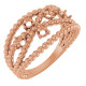 Family Beaded Criss Cross Ring Mounting in 18 Karat Rose Gold for Round Stone