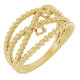 Family Beaded Criss Cross Ring Mounting in 10 Karat Yellow Gold for Round Stone