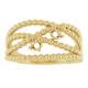 Family Beaded Criss Cross Ring Mounting in 10 Karat Yellow Gold for Round Stone