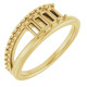 Family Negative Space Ring Mounting in 10 Karat Yellow Gold for Straight baguette Stone