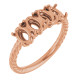 Family Rope Ring Mounting in 10 Karat Rose Gold for Oval Stone