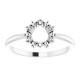 Family Beaded Circle Ring Mounting in 10 Karat White Gold for Round Stone