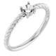 Rope Solitaire Ring Mounting in 10 Karat White Gold for Round Stone