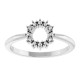 Family Beaded Circle Ring Mounting in 18 Karat White Gold for Round Stone