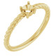 Rope Solitaire Ring Mounting in 10 Karat Yellow Gold for Round Stone