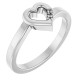 Family Engravable Heart Ring Mounting in 18 Karat White Gold for Round Stone