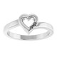 Family Engravable Heart Ring Mounting in 18 Karat White Gold for Round Stone