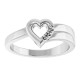 Family Engravable Heart Ring Mounting in 10 Karat White Gold for Round Stone