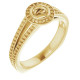 Bezel Set Halo Style Engagement Ring Mounting in 14 Karat Yellow Gold for Round Stone