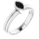 Bezel Set Solitaire Engagement Ring Mounting in Sterling Silver for Marquise Stone