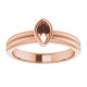 Bezel Set Solitaire Engagement Ring Mounting in 14 Karat Rose Gold for Marquise Stone