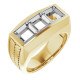 Three Stone Ring Mounting in 18 Karat Yellow/White Gold for Square Stone