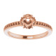 Halo Style Engagement Ring Mounting in 14 Karat Rose Gold for Round Stone