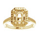 Halo Style Engagement Ring Mounting in 10 Karat Yellow Gold for Emerald Stone