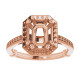 Halo Style Engagement Ring Mounting in 14 Karat Rose Gold for Emerald Stone