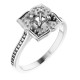 Floral Inspired Halo Style Engagement Ring Mounting in 14 Karat White Gold for Round Stone