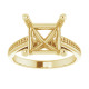 Accented Engagement Ring Mounting in 14 Karat Yellow Gold for Square Stone