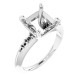 Accented Ring Mounting in 14 Karat White Gold for Asscher Stone