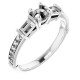 Baguette Accented Engagement Ring Mounting in 18 Karat White Gold for Round Stone