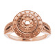 Double Halo Style Engagement Ring Mounting in 18 Karat Rose Gold for Round Stone