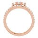 Three Stone Engagement Ring Mounting in 10 Karat Rose Gold for Round Stone