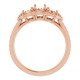 Three Stone Halo Style Ring Mounting in 14 Karat Rose Gold for Round Stone