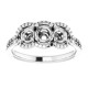 Three Stone Halo Style Ring Mounting in Sterling Silver for Round Stone
