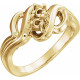 Family Freeform Ring Mounting in 18 Karat Yellow Gold for Round Stone...