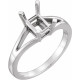 Solitaire Ring Mounting in 10 Karat White Gold for Emerald cut Stone.