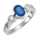 Accented Bezel Set Ring Mounting in Sterling Silver for Oval Stone...