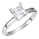 Solitaire Ring Mounting in 10 Karat White Gold for Square Stone.